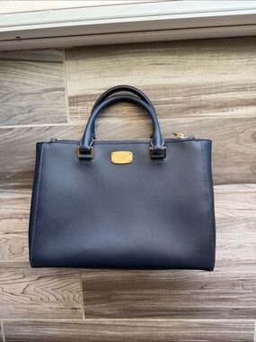 Michael Kors Black Saffiano Leather Satchel with Gold Hardware